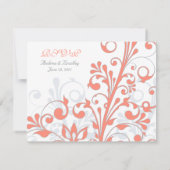 Koraalgrijs Witte Abstracte Bloemen Bruiloft RSVP  (Achterkant)