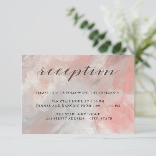 Koraalgrijze Abstracte penseelstreken Bindafkomst Informatiekaartje (Staand voorkant)