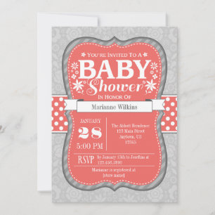 Koraalgrijze bloem Baby shower Kaart
