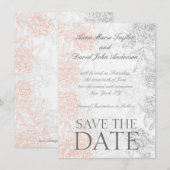 Koraalgrijze  Floral bespaart de datum Save The Date (Voorkant / Achterkant)