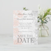 Koraalgrijze  Floral bespaart de datum Save The Date (Staand voorkant)