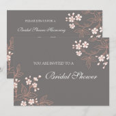 Koraalgrijze Floral Bridal Shower Kaart (Voorkant / Achterkant)