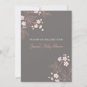 Koraalgrijze Floral Custom Baby Shower Invitaties Kaart (Voorkant)