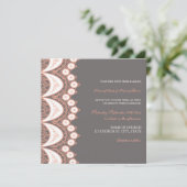 Koraalgrijze lace Pattern Weddenschap Kaarten (Staand voorkant)