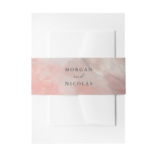 Koraalgrijze moderne Abstracte penseeldrukken brui Uitnodigingen Wikkel (Voorkant Voorbeeld)