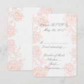 Koraalgrijze Vintage Bloemen Bruiloft RSVP (Voorkant / Achterkant)