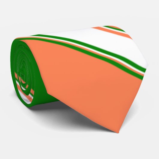 Koraalgroen en ivoren afwisselend gestreept Stropd Stropdas (Opgerold)