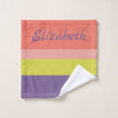 Koraalgroene paarse roze in strepen patroonnaam bad handdoek (Wasdoekje)