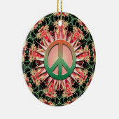 Koraalgroene ventilator keepaardse vredesversierin keramisch ornament (Rechts)