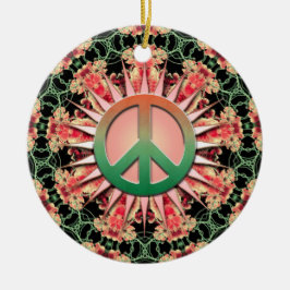 Koraalgroene ventilator keepaardse vredesversierin keramisch ornament