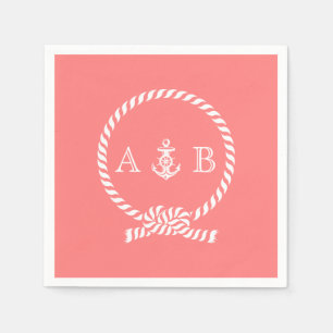 Koraalhelling en anker monogrammen servetten