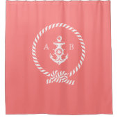 Koraalhelling en ankermonogram douchegordijn (Voorkant)