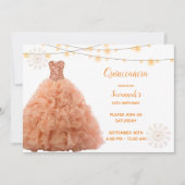 Koraaljurk String Lights Quinceanera Kaart (Voorkant)