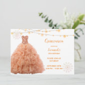 Koraaljurk String Lights Quinceanera Kaart (Staand voorkant)