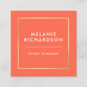 Koraalminimalistisch professioneel legant Gold Vierkante Visitekaartje