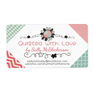 koraalmunt die naadloze bloemping stikt etiket