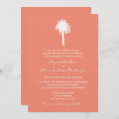 Koraalpalmbestemming bruiloft kaart (Voorkant / Achterkant)