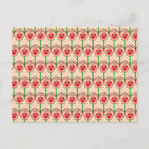 Koraalpansies - patroon met omtrekpapier briefkaart