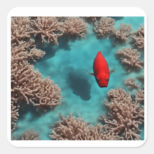 koraalparadijs vierkante sticker (Voorkant)