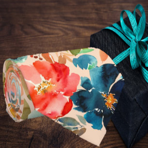 Koraalpeach Indigovar Blauwe Rozen Florence Stropd Stropdas