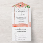 Koraalperbloem Weddenschap RSVP All In One Uitnodiging (Binnen)