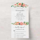 Koraalperbloem Weddenschap RSVP All In One Uitnodiging (Binnen)