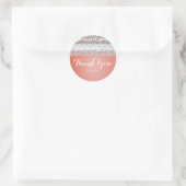 Koraalperzik Gedompelde Chic Zilveren Bling Feest  Ronde Sticker (Tas)