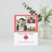 Koraalperzik Modern Floral Photo Collage Afstudere Bedankkaart (Staand voorkant)