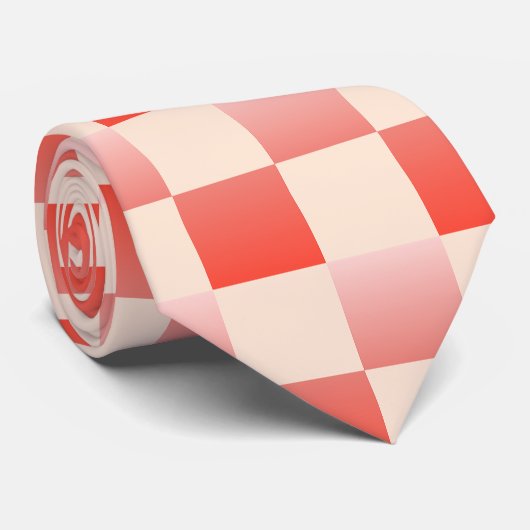 Koraalperzikgradiënt geruit stropdas (Opgerold)