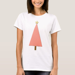 Koraalpolka stipt moderne kerstboom t-shirt