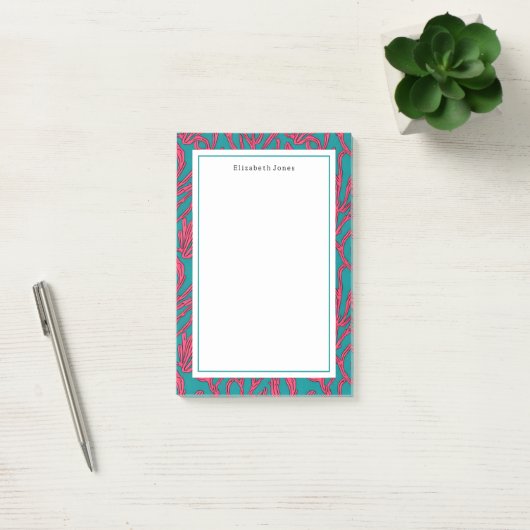 Koraalrif Abstract roze en Blauwgroen tropisch Post-it® Notes (Kantoor)