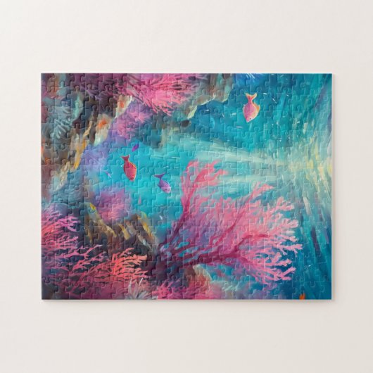 Koraalrif Abstracte Oceaan Moderne Kunst Legpuzzel (Horizontaal)