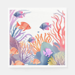 Koraalrif Aquarel Kleurrijke Vissen Oceaan Servet