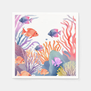 Koraalrif Aquarel Kleurrijke Vissen Oceaan Servet