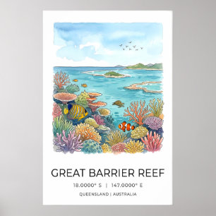 Koraalrif Aquarel Kunstprint Koraal en Poster