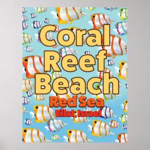 Koraalrif Beach Eilat, Israël Poster