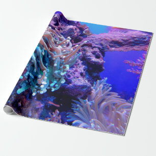 Koraalrif blauw paars zee anenoom cadeaupapier