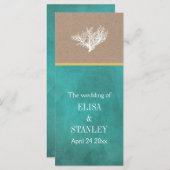 Koraalrif blauwgroen kraft papier strand bruiloft  programma (Voorkant / Achterkant)