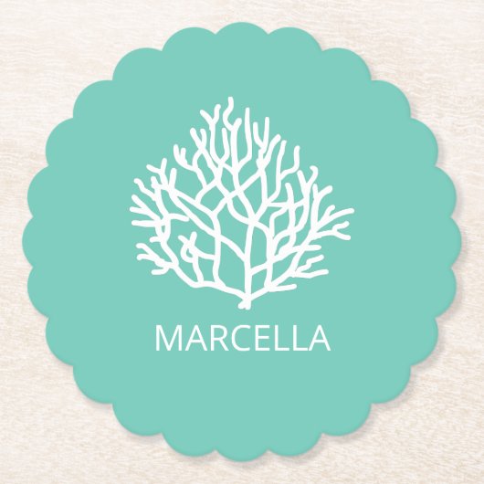 Koraalrif Custom Naam Summer Beach Kartonnen Onderzetters (Voorkant)