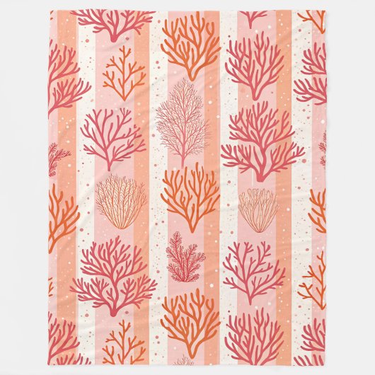 Koraalrif Dromen: Sinaasappel & Roze Patroon Fleec Fleece Deken (Voorkant)