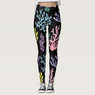 Koraalrif Elegantie: Waterverf Patroon Leggings