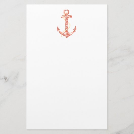 Koraalrif en geel Anchor Beach Weddenschap Briefpapier (Voorkant)