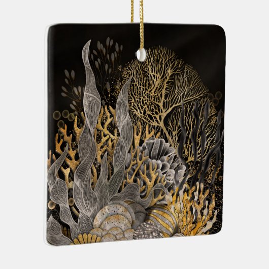 Koraalrif - Goud en Parel Symfonie Keramisch Ornament (Rechts)