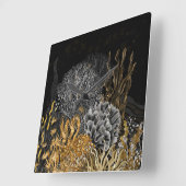 Koraalrif - Goud en Parel Symfonie Vierkante Klok (Hoek)