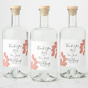 Koraalrif met tropisch strand likeurfles etiket