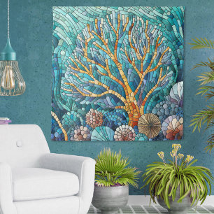 Koraalrif mozaïek kunst wandkleed