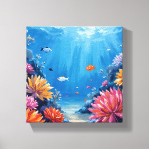 Koraalrif Onder Zee Oceaan Schilderij Canvas Afdruk