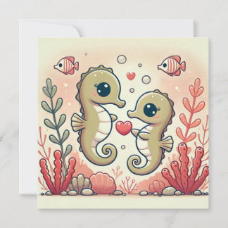 Koraalrif Seahorse Love Kaart