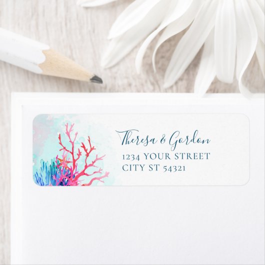 Koraalrif, strand Adresetiketten Etiket (Insitu)