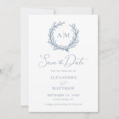 Koraalrif — Stusty Blue Nautical Beach Weddenschap Save The Date (Voorkant)